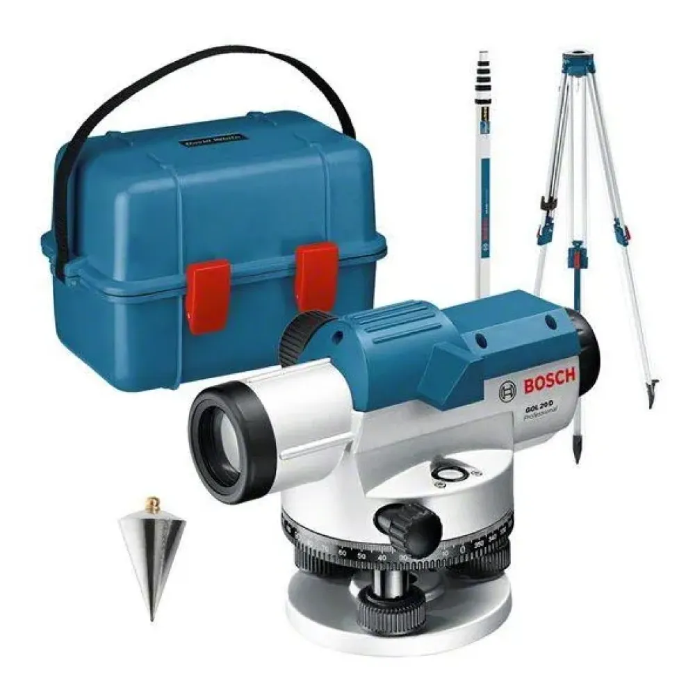 Bosch GOL 20 D Professional оптический нивелир со штативом BT 160 и рейкой GR 500, 0601068402