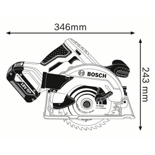 Bosch GKS 18V-57 Professional Solo аккумуляторная дисковая пила (без АКБ и ЗУ), 06016A2200