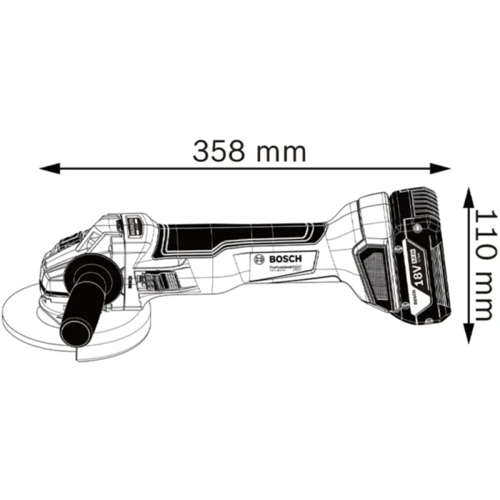 Bosch Professional GWS 18V-10 (без АКБ и ЗУ) аккумуляторная угловая шлифмашина, 06019J4002