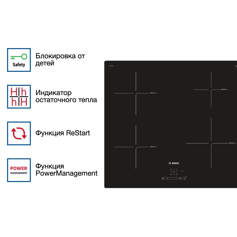 Индукционная варочная панель Bosch PIE611BB1E